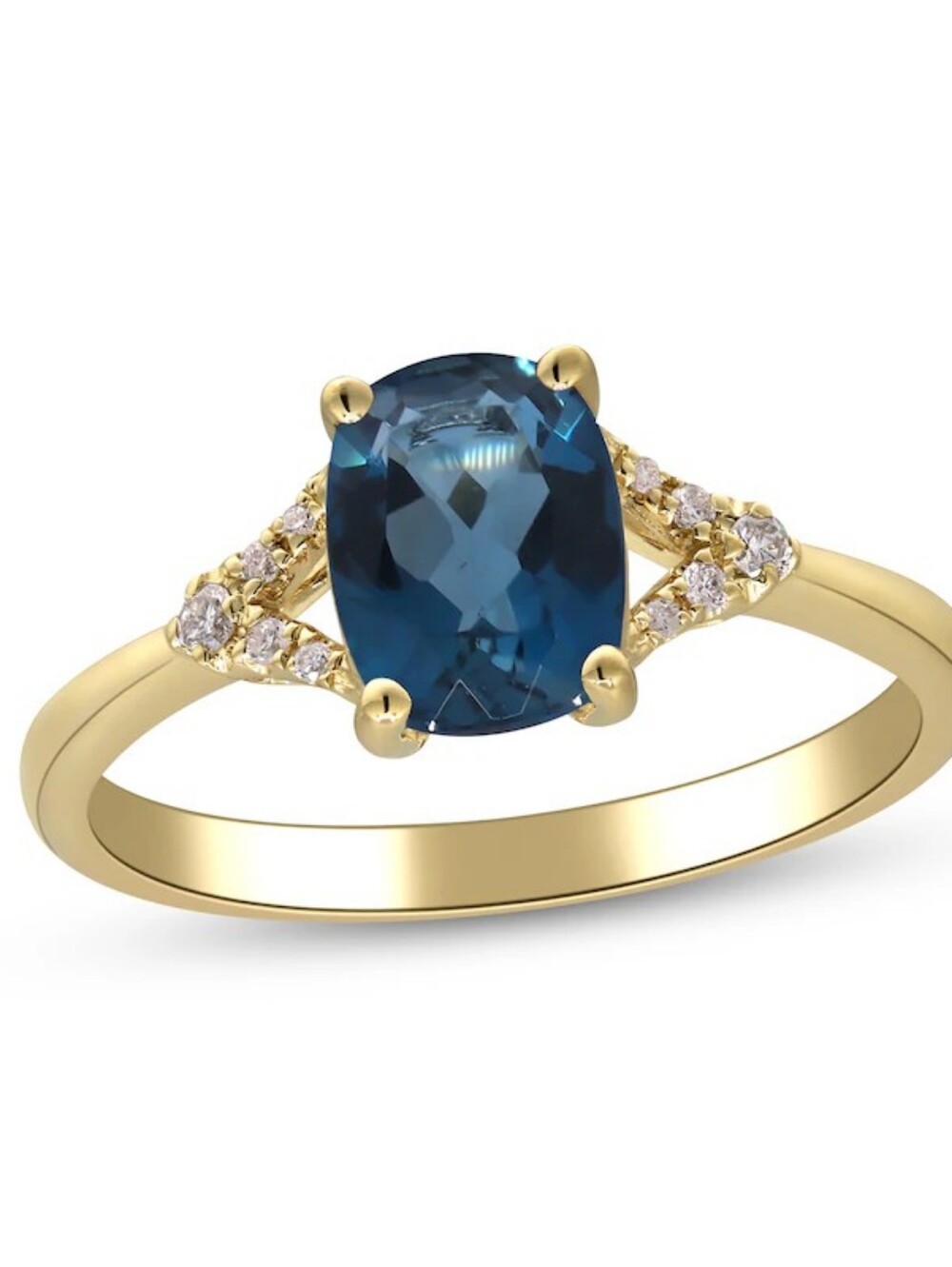 Brand New Kay Jewelers 10k Gold London Blue Topaz & Diamond Ring Sz 7